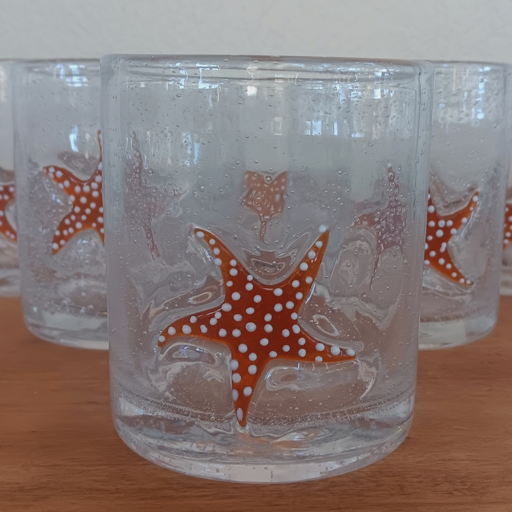 Starfish Handblown Lowball Tumbler Set Of 6 - Picture 5 of 7